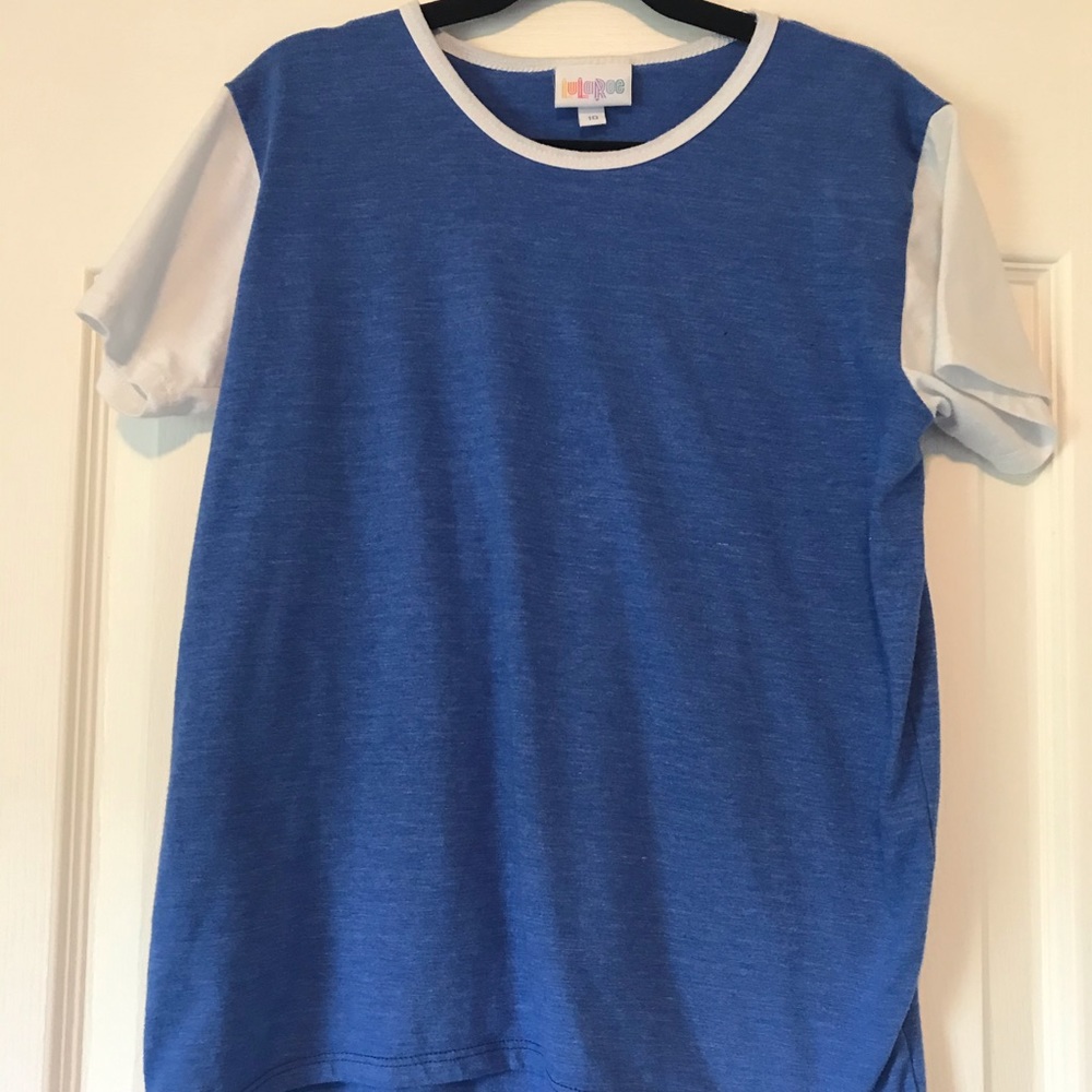 Lularoe Gracie- blue with white sleeves-10